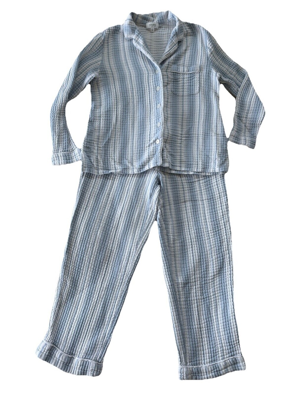 Haven Well Within 100% Cotton Pajama Set Long Sleeve Button Down Size Small